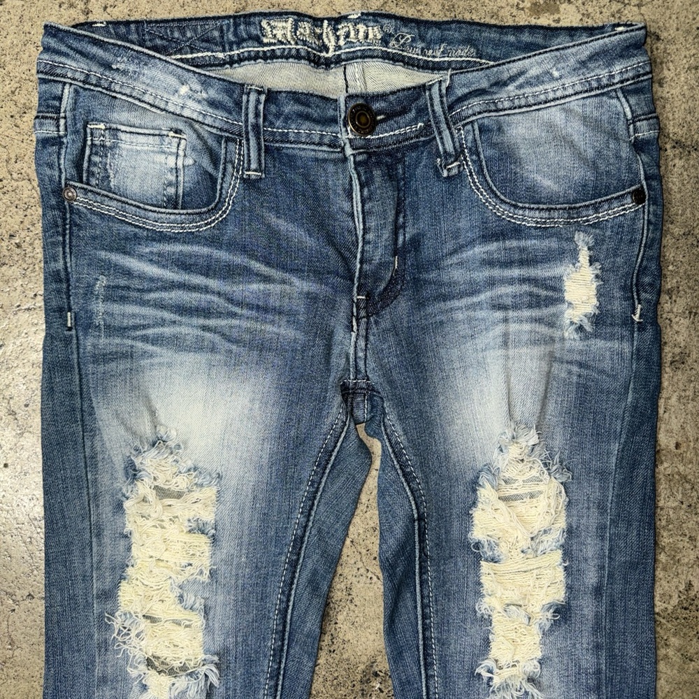 Y2K Mcbling boot cut distressed jeans size 9 - Picture 5 of 8
